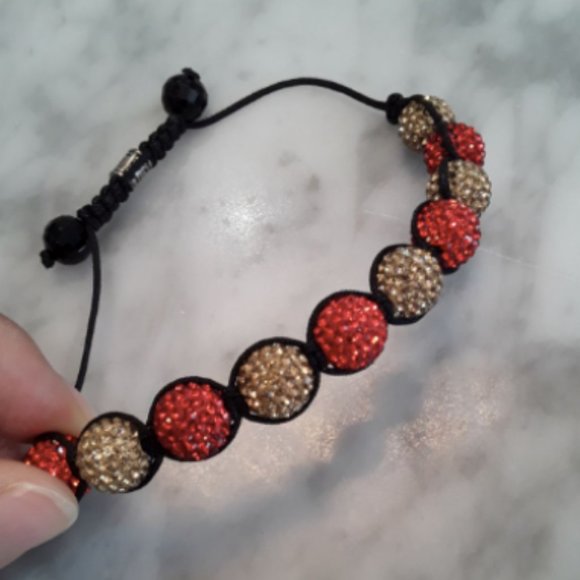 Red & gold rhinestone sphere bracelet - Picture 6 of 6